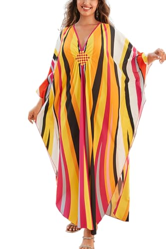 YouKD Damen große Kaftan Roben Boho Beach Cover Up Kleid Geräumiger Poncho Einheitsgröße von YouKD