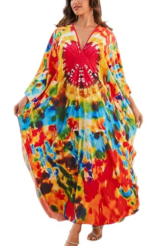 YouKD Damen große Kaftan Roben Boho Beach Cover Up Kleid Geräumiger Poncho Einheitsgröße von YouKD