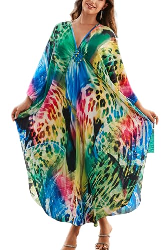 YouKD Damen große Kaftan Roben Boho Beach Cover Up Kleid Geräumiger Poncho Einheitsgröße von YouKD
