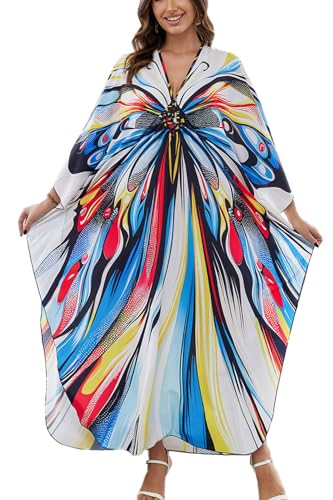 YouKD Damen große Kaftan Roben Boho Beach Cover Up Kleid Geräumiger Poncho Einheitsgröße von YouKD