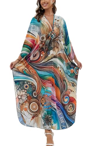 YouKD Damen große Kaftan Roben Boho Beach Cover Up Kleid Geräumiger Poncho Einheitsgröße von YouKD