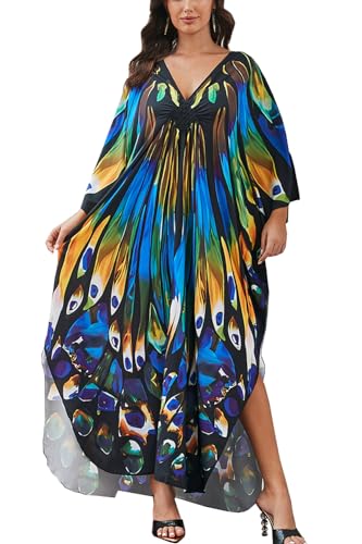 YouKD Damen große Kaftan Roben Boho Beach Cover Up Kleid Geräumiger Poncho Einheitsgröße von YouKD