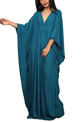 YouKD Einfarbiger Langer Kaftan für Damen Maxikleid Plusgröße Homewear Bikini Beach Cover Up Roben von YouKD