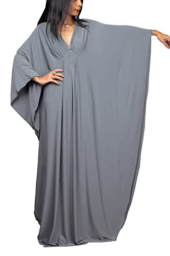 YouKD Einfarbiger Langer Kaftan für Damen Maxikleid Plusgröße Homewear Bikini Beach Cover Up Roben von YouKD