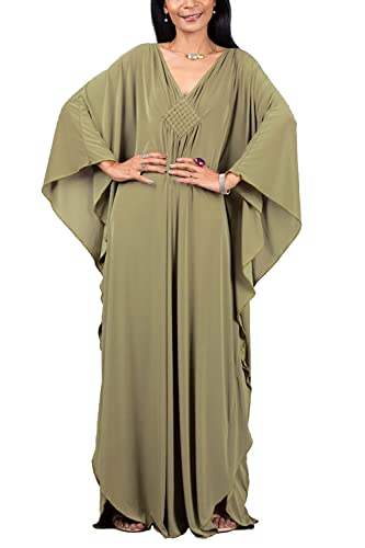 YouKD Einfarbiger Langer Kaftan für Damen Maxikleid Plusgröße Homewear Bikini Beach Cover Up Roben von YouKD