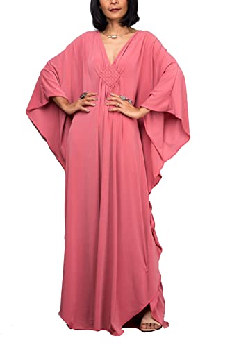 YouKD Einfarbiger Langer Kaftan für Damen Maxikleid Plusgröße Homewear Bikini Beach Cover Up Roben von YouKD