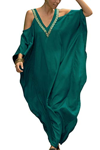 YouKD Frauen Sommer Lange Kaftan Schulterfreies Kleid V-Ausschnitt Kleid böhmischen Badeanzug Strand vertuschen Roben von YouKD