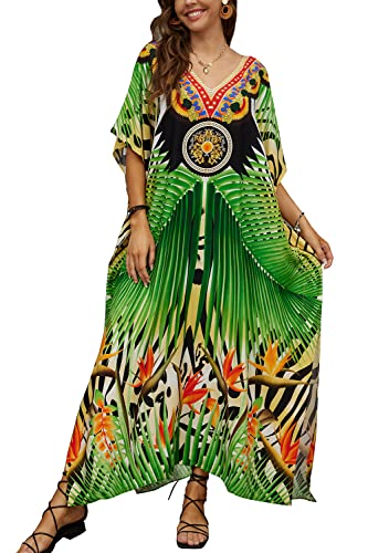 YouKD Geräumiges Kleid Druckmuster Kaftan Boho-Roben Strand Vertuschungen Geräumige Kleider für Frauen von YouKD