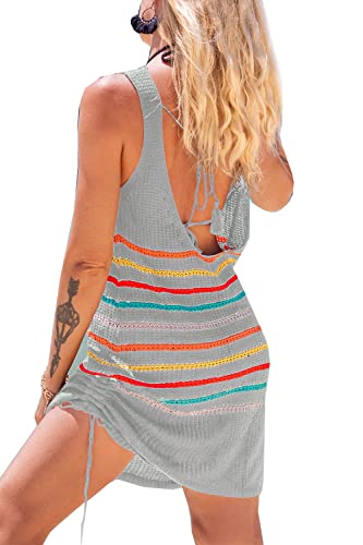 YouKD Häkel-Tunika für Damen Rückenfreie Oberteile Strand-Poncho Sommer-Strandkleid von YouKD