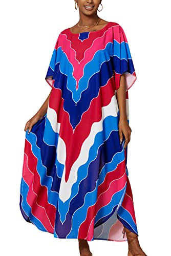 YouKD Maxi Kleid Print Muster Kaftan Boho Roben Strand Cover-ups Geräumige Kleider für Frauen von YouKD