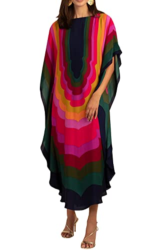 YouKD Maxi Kleid Print Muster Kaftan Boho Roben Strand Cover-ups Geräumige Kleider für Frauen von YouKD