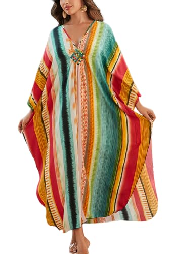YouKD Maxikleid V-Ausschnitt Kaftan Boho Roben Strandkleid Maxikleid für Frauen von YouKD