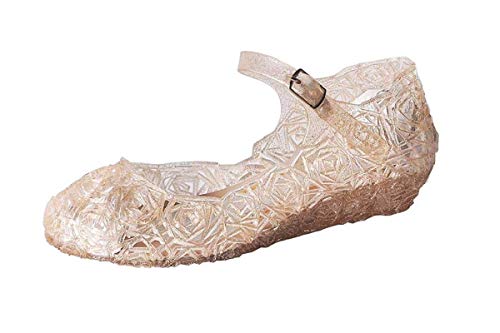 YouKD Prinzessin Cosplay Schuhe für Mädchen Kristall Sandalen Gelee Schuhe für Halloween Geburtstagsfeier Karneval Golden Schnalle EU26 von YouKD