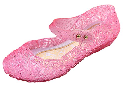 YouKD Prinzessin Cosplay Schuhe für Mädchen Kristall Sandalen Gelee Schuhe für Halloween Geburtstagsfeier Karneval Rosa Klettverschluss EU27 von YouKD