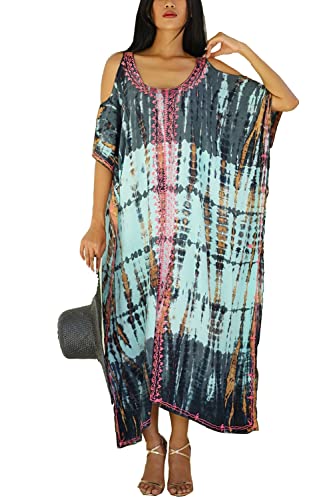 YouKD Schulterfreies Kaftan Kleid Boho Beach Bikini Cover Up Robe Plus Size Loungewear für Damen von YouKD