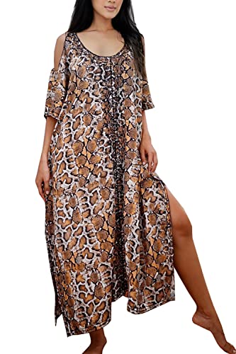 YouKD Schulterfreies Kaftan Kleid Boho Beach Bikini Cover Up Robe Plus Size Loungewear für Damen von YouKD