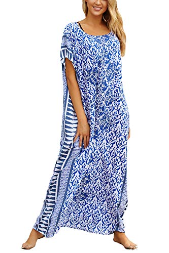 YouKD Sommer Druck Blumen Lose Caftan Boho Beach Bikini Cover Up Kleid Plus Size Robe für Frauen von YouKD