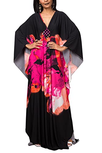 YouKD Sommer Floral Loose Caftan Boho Beach Bikini Cover Up Kleid Maxi Robe für Frauen von YouKD