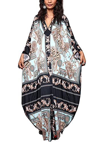 YouKD Sommer Floral Loose Kaftan Boho Beach Bikini Cover Up Kleid Maxi Robe für Frauen von YouKD