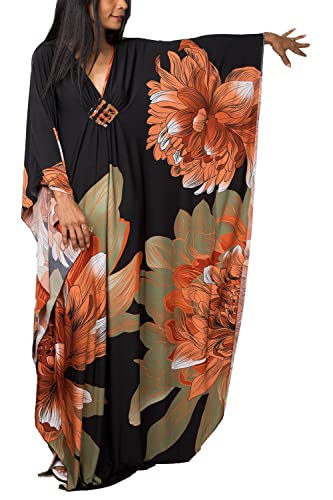 YouKD Sommer Floral Loose Kaftan Boho Beach Bikini Cover Up Kleid Maxi Robe für Frauen von YouKD