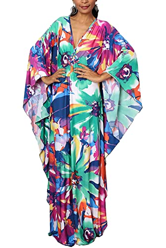 YouKD Sommer Geblümter Loser Kaftan Boho Beach-Bikini Aufdecken Kleid Plus Size Robe für Damen von YouKD