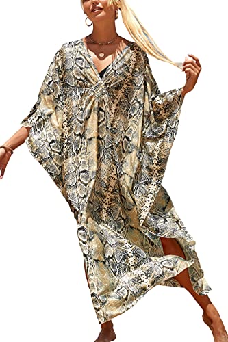 YouKD Sommer Geblümter Loser Kaftan Boho Beach Bikini Cover Up Kleid Plus Size Robe für Damen von YouKD