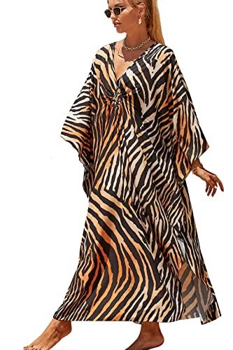 YouKD Sommer Geblümter Loser Kaftan Boho Beach Bikini Cover Up Kleid Plus Size Robe für Damen von YouKD