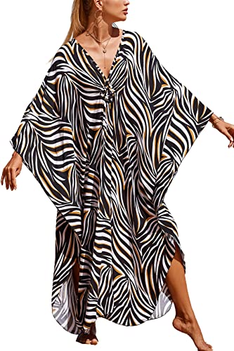 YouKD Sommer Geblümter Loser Kaftan Boho Beach Bikini Cover Up Kleid Plus Size Robe für Damen von YouKD