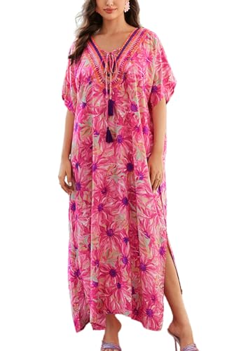 YouKD Sommer Geräumiges Kaftankleid Bohemian Beach Bikini Cover Ups Plus Size Robe für Frauen von YouKD