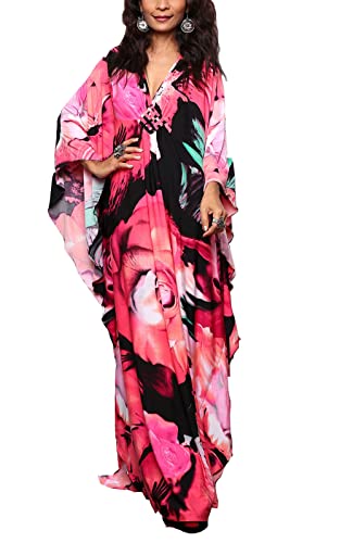 YouKD Sommer Kaftan mit Blumenmuster Boho Strand Bikini Cover Up Kleid Übergröße Robe für Frauen von YouKD