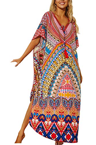 YouKD Sommer Long Caftan Bohemian Beach Bikini Cover Up Kleid Plus Size Robe für Frauen von YouKD