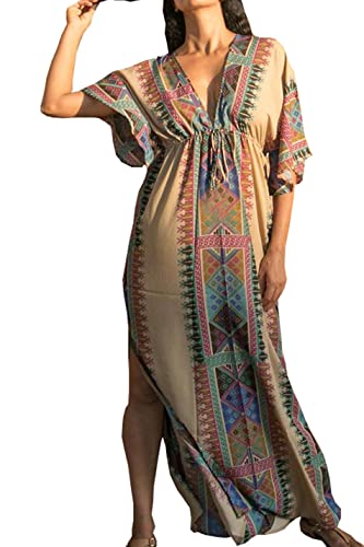 YouKD Sommer Loose Kaftan Boho Beach Bikini Cover Up Kleid Plus Size Robe für Frauen von YouKD