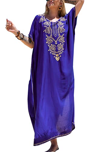 YouKD Sommer bestickter Langer Kaftan Bohemian Beach Badeanzug Cover Up Maxi Bademäntel für Frauen von YouKD