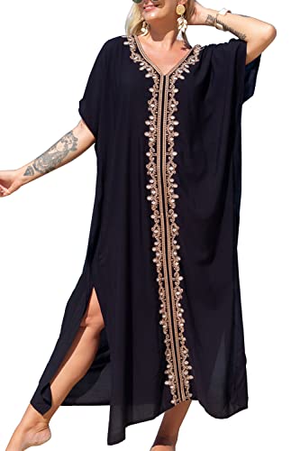 YouKD Sommer bestickter Langer Kaftan Bohemian Beach Badeanzug Cover Up Maxi Bademäntel für Frauen von YouKD