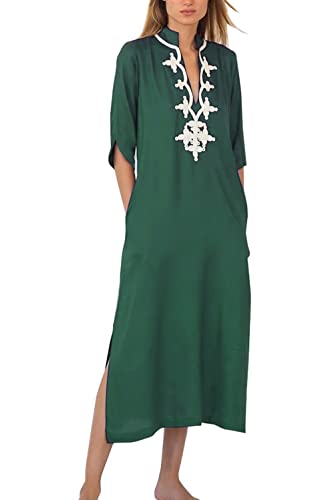 YouKD Sommer bestickter Langer Kaftan Bohemian Kimono Beach Badeanzug Cover Up Maxikleid für Frauen von YouKD