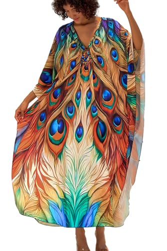 YouKD Sommerliches Kaftan-Kleid, Bohemian-Stil, Strand-Bikini, Übergröße, Bademantel für Damen, G Farbe 0, One size YouKD Sommerliches Kaftan-Kleid, Bohemian-Stil, Strand-Bikini, Übergröße, Bademantel für Damen, G Farbe 0, One size von YouKD