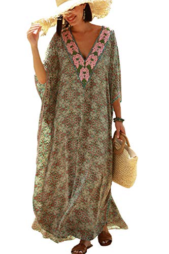 YouKD V-Ausschnitt Kaftan Boho Robe Elegante Homewear Plus Size Kleid für Frauen von YouKD