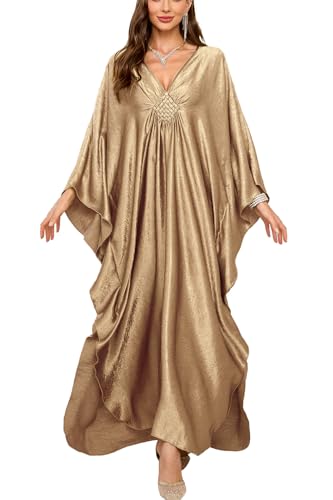YouKD Wemen's Langes Kaftan-Maxikleid Boho Badeanzug Strand Cover Up Roben Einheitsgröße Loungewear, Größe L, Farbe 1, One size von YouKD