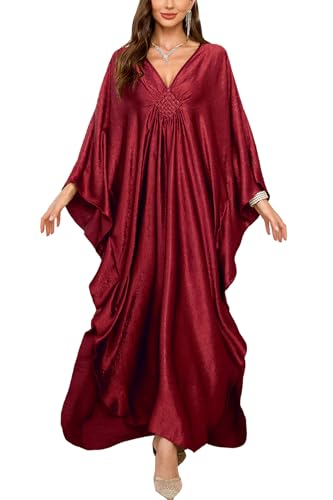 YouKD Wemen's Langes Kaftan-Maxikleid Boho Badeanzug Strand Cover Up Roben Einheitsgröße Loungewear, Größe L, Farbe 3, One size von YouKD