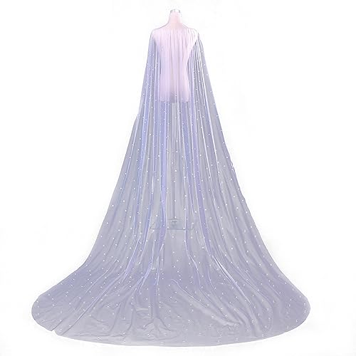 YouLaPan Frauen Elfenbein Mantel Hochzeit Braut Jacken Perle Weiß Cape Benutzerdefinierte Spitze Tüll Elegant, Cremeweiß, Einheitsgröße von YouLaPan