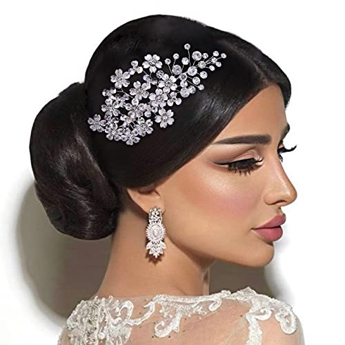 YouLaPan Haarkamm Haarschmuck Hochzeit Haarreif Braut Silber Schmuck Haare Kopfschmuck Haarspange Strass(HP514) (Silber) von YouLaPan