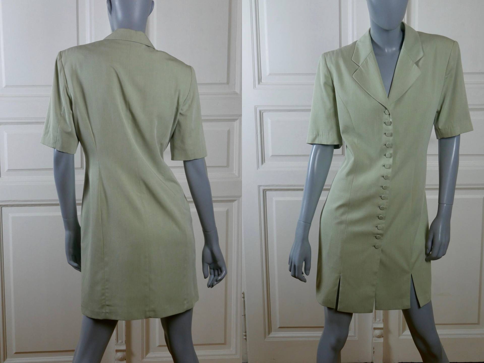 1990Er Jahre Blass Grün Kleid, Deutsche Vintage Mint Farbigen Sommer Tunika Shirt Kleid Größe 10 Us, 14 Uk 1990Er Jahre Blass Grün Kleid, Deutsche Vintage Mint Farbigen Sommer Tunika Shirt Kleid Größe 10 Us, 14 Uk von YouLookAmazing