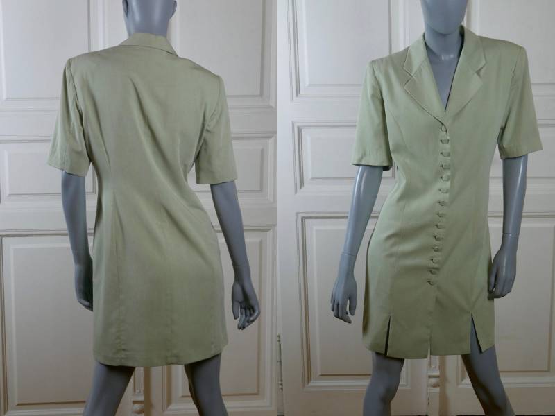 1990Er Jahre Blass Grün Kleid, Deutsche Vintage Mint Farbigen Sommer Tunika Shirt Kleid Größe 10 Us, 14 Uk 1990Er Jahre Blass Grün Kleid, Deutsche Vintage Mint Farbigen Sommer Tunika Shirt Kleid Größe 10 Us, 14 Uk von YouLookAmazing