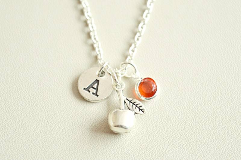 Apfel Geschenk, Schmuck, Halskette, Silber Apfel, Personalisierte Lehrer Kleiner Apfel, Mädchen von YouLoveYouShop
