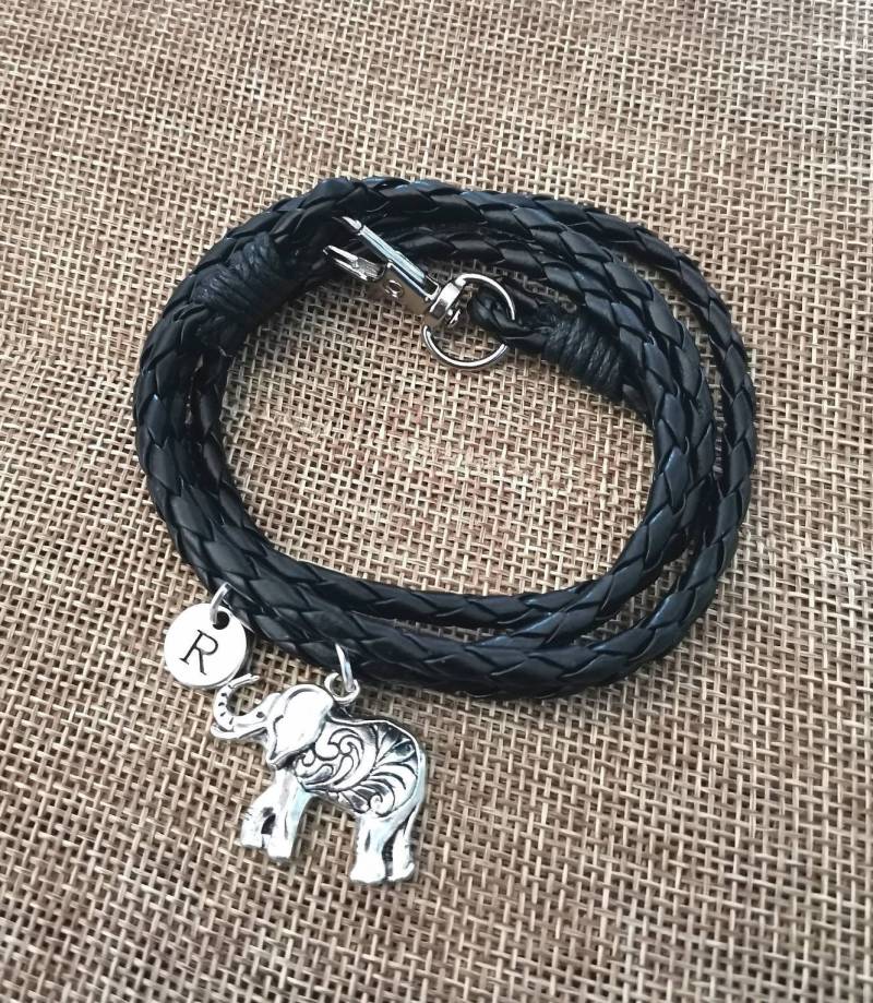 Elefant Armband, Schwarzer Geschenke, Geschenk Für Freund, Tier Charm, Herrenarmband, Lederarmband, Weihnachten von YouLoveYouShop