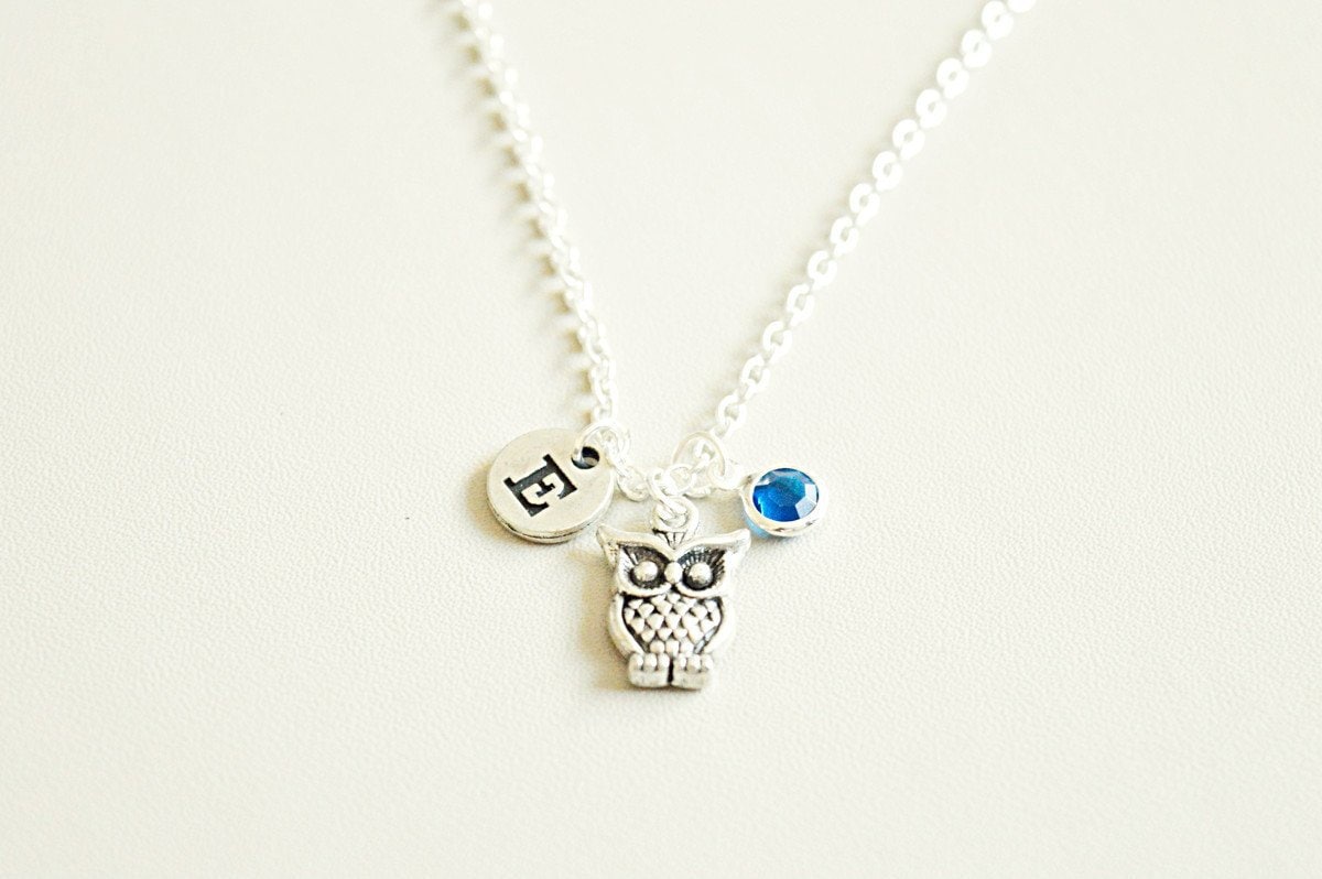 Eule Halskette, Charm Silber Eulen Schmuck, Geschenk, Liebhaber, Thema, Fan, Personalisiert von YouLoveYouShop