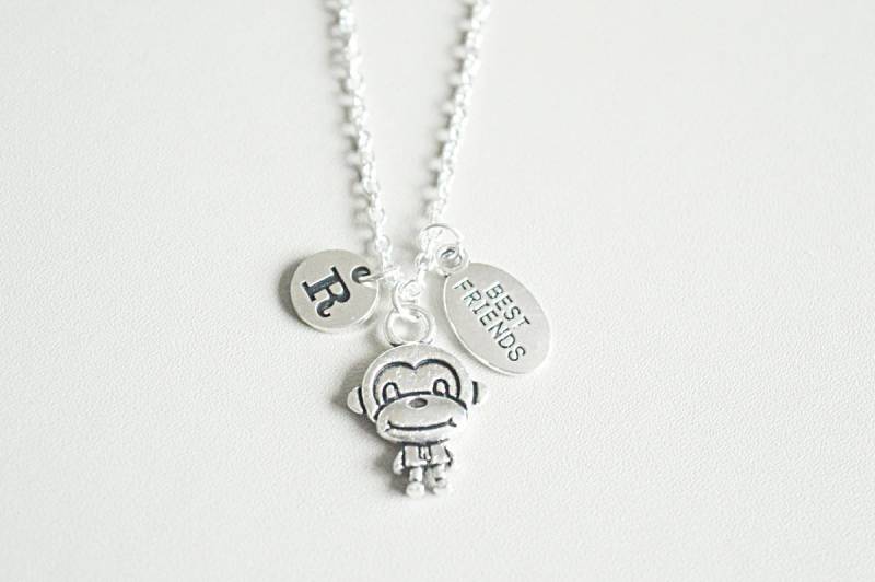 Halskette Für Freunde, Tier Charm Geschenk, Affe Geschenk Freundin, Geburtsstein Initiale, Kinder von YouLoveYouShop