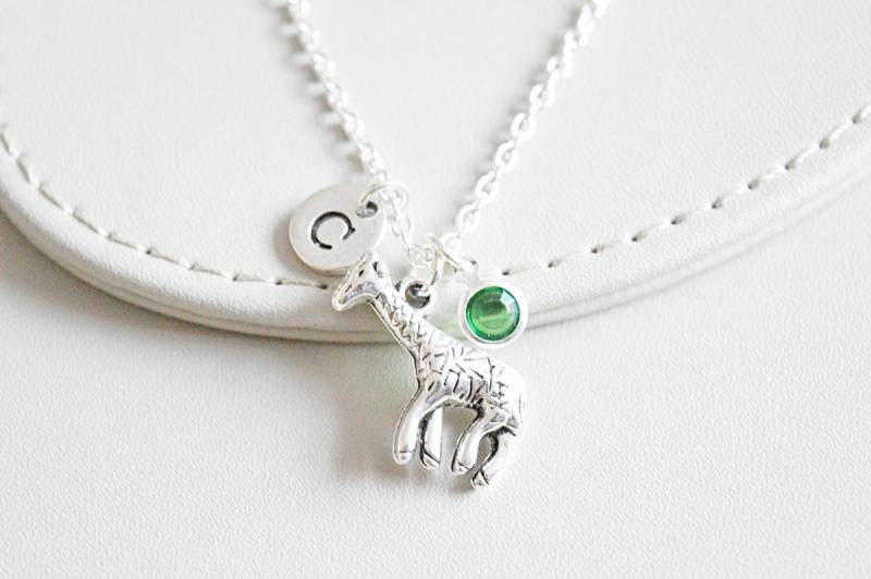 Halskette Für Freundin, Tier Halskette, Giraffe Geschenk Geburtstag Geschenk, Geburtsstein Schmuck, Initial Schmuck von YouLoveYouShop