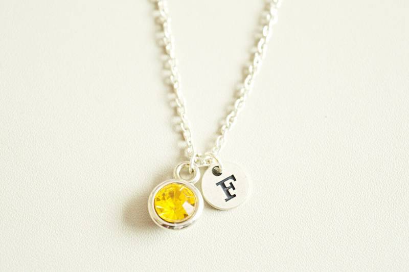 Initial Halskette, Buchstaben Monogramm Geburtsstein Personalisierte Schmuck, Charm Geschenk, Custom, Sie von YouLoveYouShop