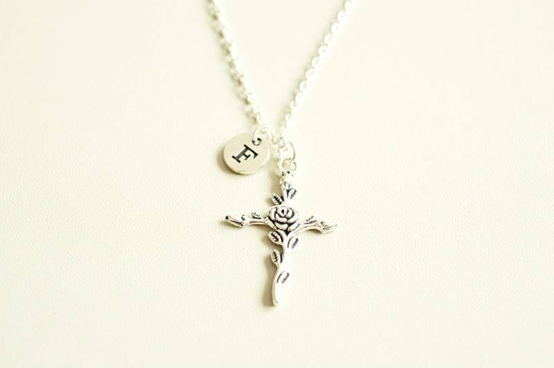 Kreuz Halskette, Charm Taufschmuck, Rosenkreuz, Heiliges Rosen Boho, Unikat, Trendy, Cool, Niedlich von YouLoveYouShop